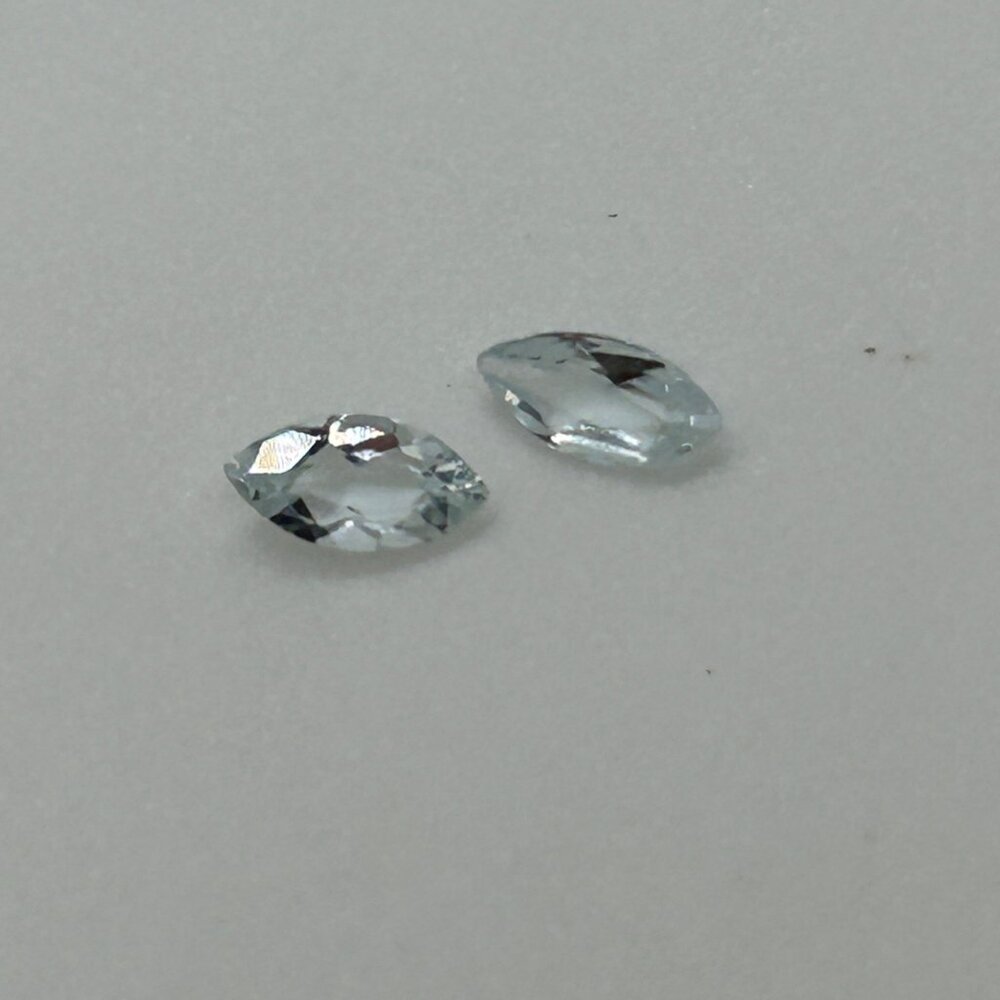 Natural Aquamarine Loose Gemstone Lot 2 Princess Square 2 Marquise Leaf Cut - Picture 11 of 11